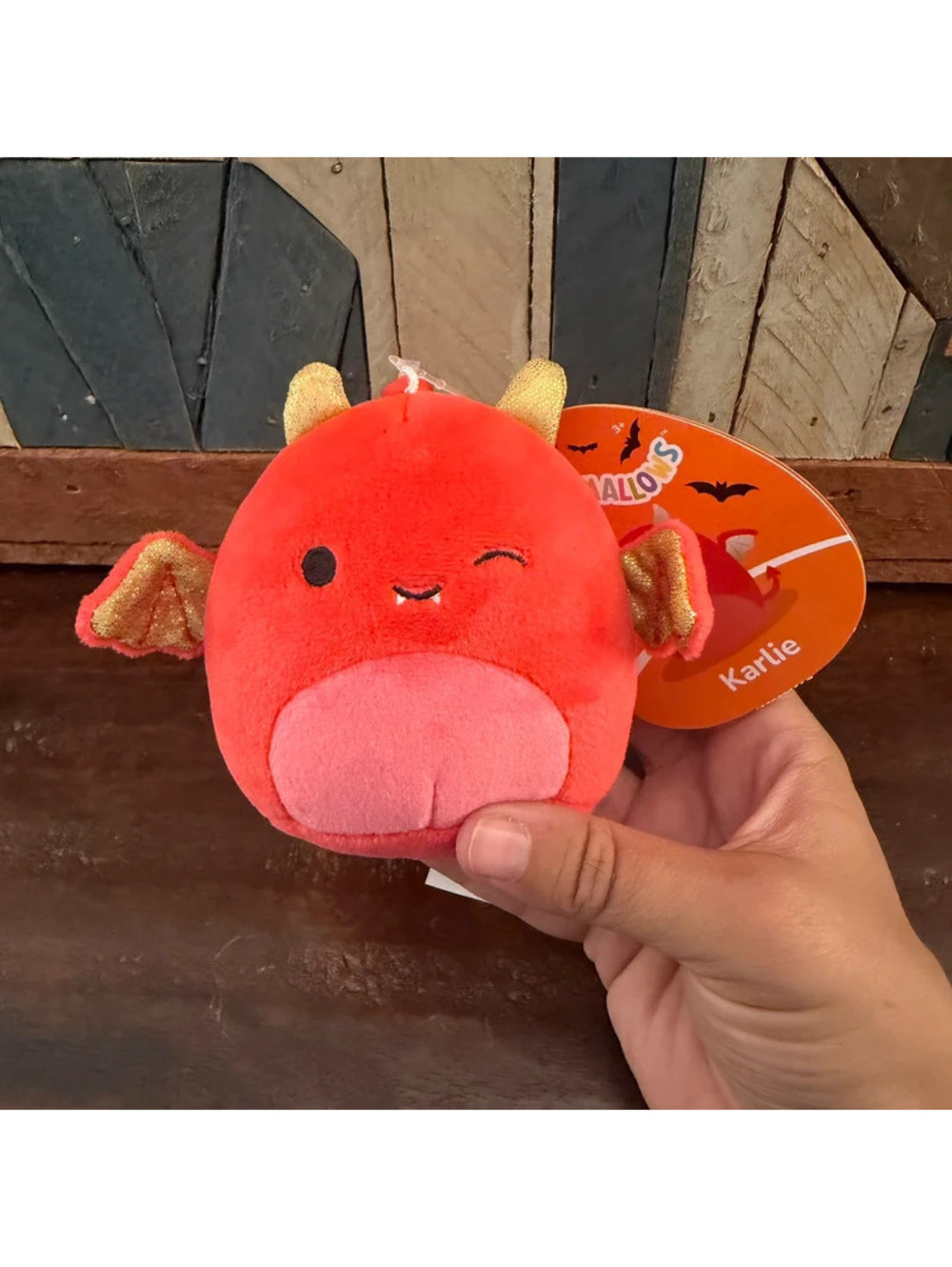NWT Squishmallows Karlie the Devil Bat 3.5" Halloween Plush Keychain Clip